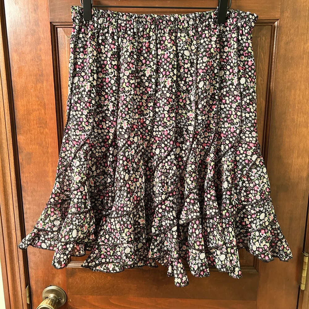 DIMRI  PETITE Black and Brown Ruffled Fairycore Mini Skirt. Size PM